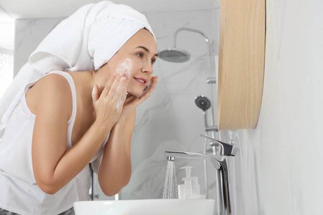 Умывание гелями против прыщей на щеках