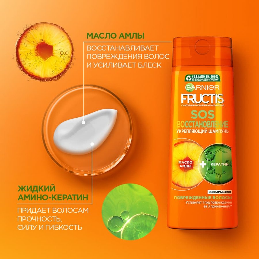Шампунь SOS Восстановление Fructis Garnier 400 мл: купить у ритейлеров