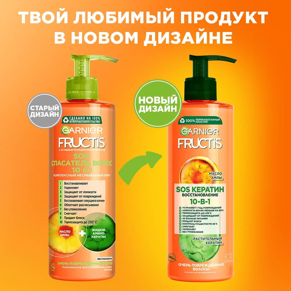 Fructis 10 в 1 SOS Спасатель Garnier [несмываемый крем для волос]: отзывы