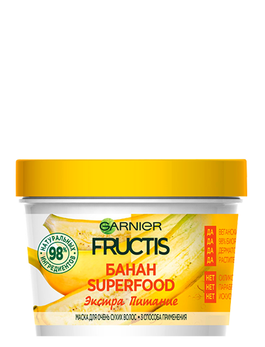 Garnier Fructis SuperFOOD Банан	МАСКА ДЛЯ ОЧЕНЬ СУХИХ ВОЛОС