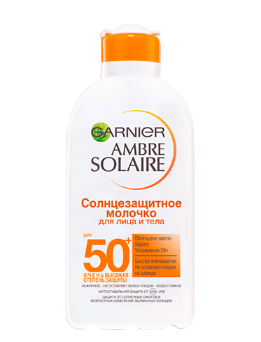 Garnier Ambre Solaire Классическое солнцезащитное молочко с Карите для лица и тела, SPF 50+