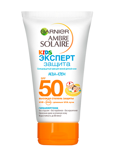 Garnier Ambre Solaire Детский солнцезащитный Аква-Крем, SPF 50